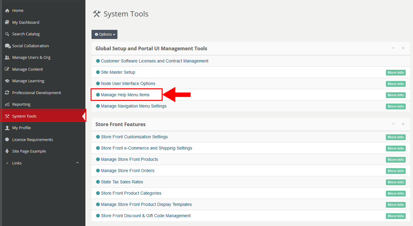 Manage Help Menu Items