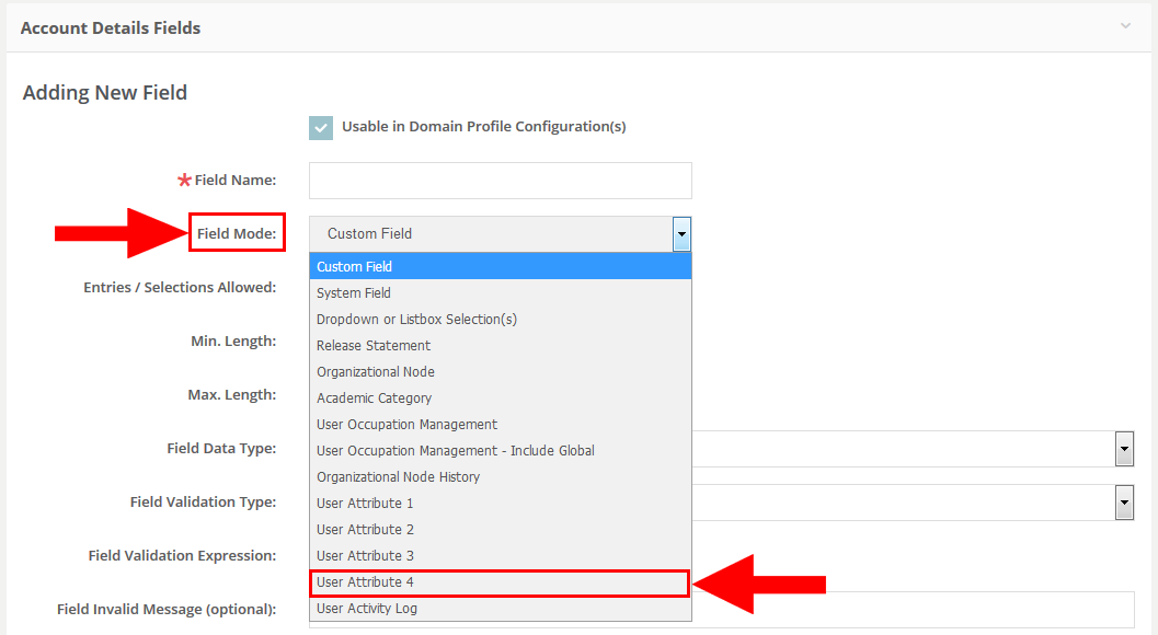 Adding a Custom User Attribute to a Profile