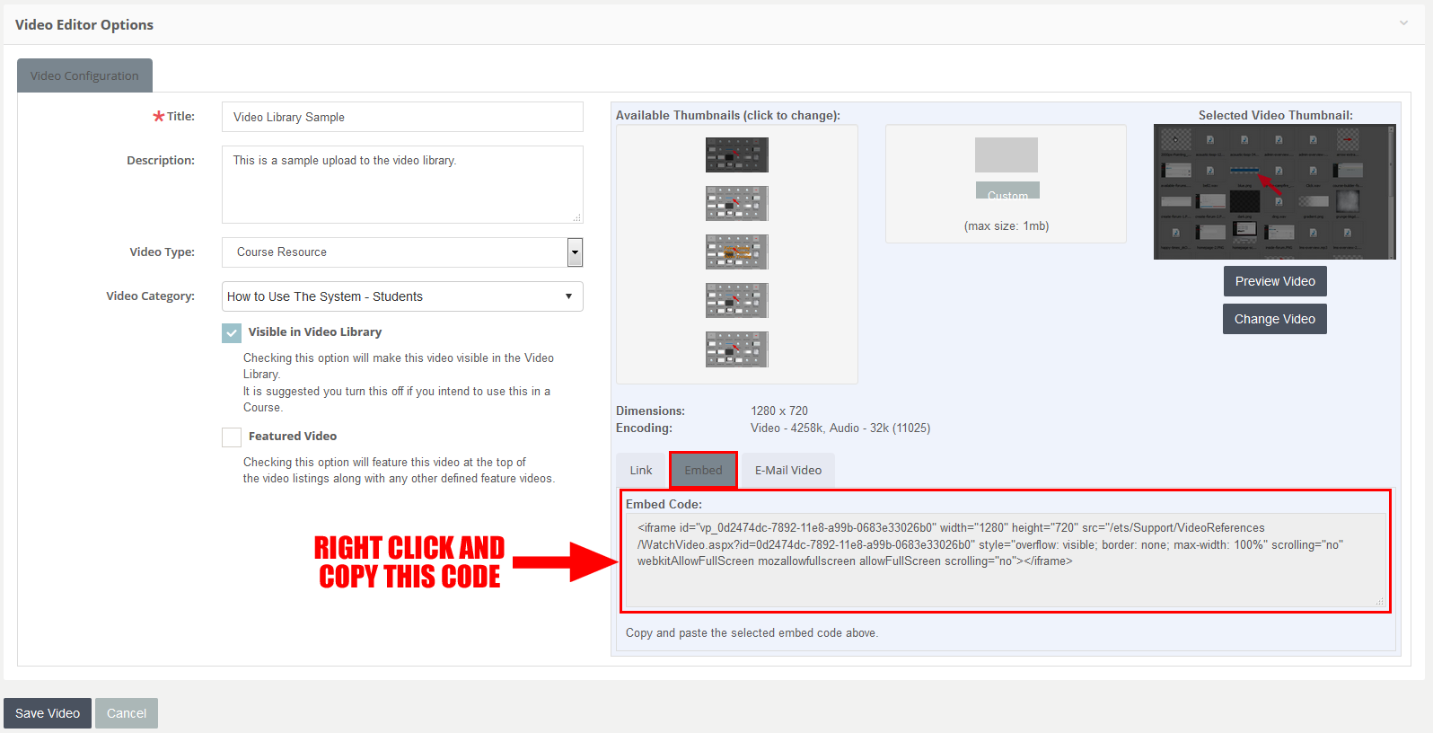 Embedding a Video Within a Course