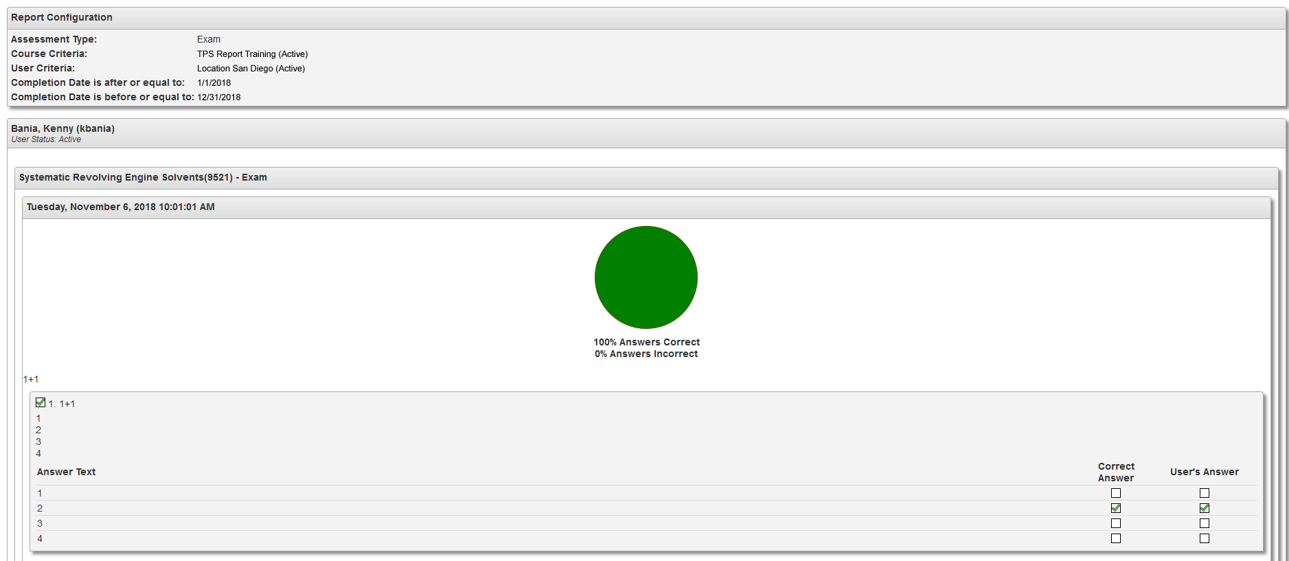 Assessment Module Detail Report